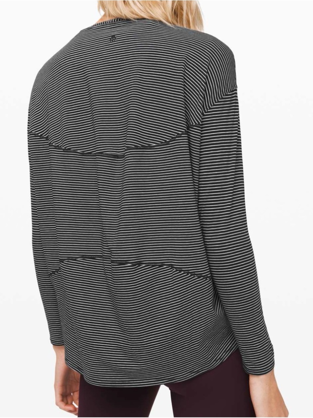 lululemon athletica Back in Action top, Tonka stripe black white, Size 10